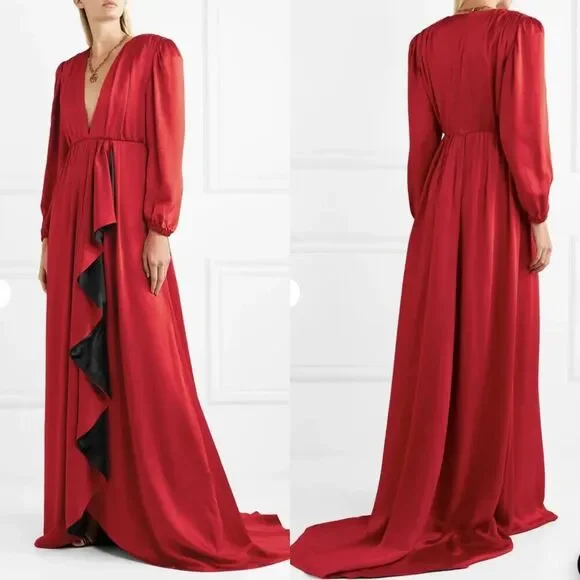 Gucci hammered matt enver satin maxi dress flame black IT42 - Picture 3 of 14